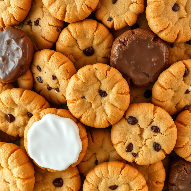 Een afbeelding van diverse soorten koekjes, die de diversiteit van cookies op het internet symboliseert.